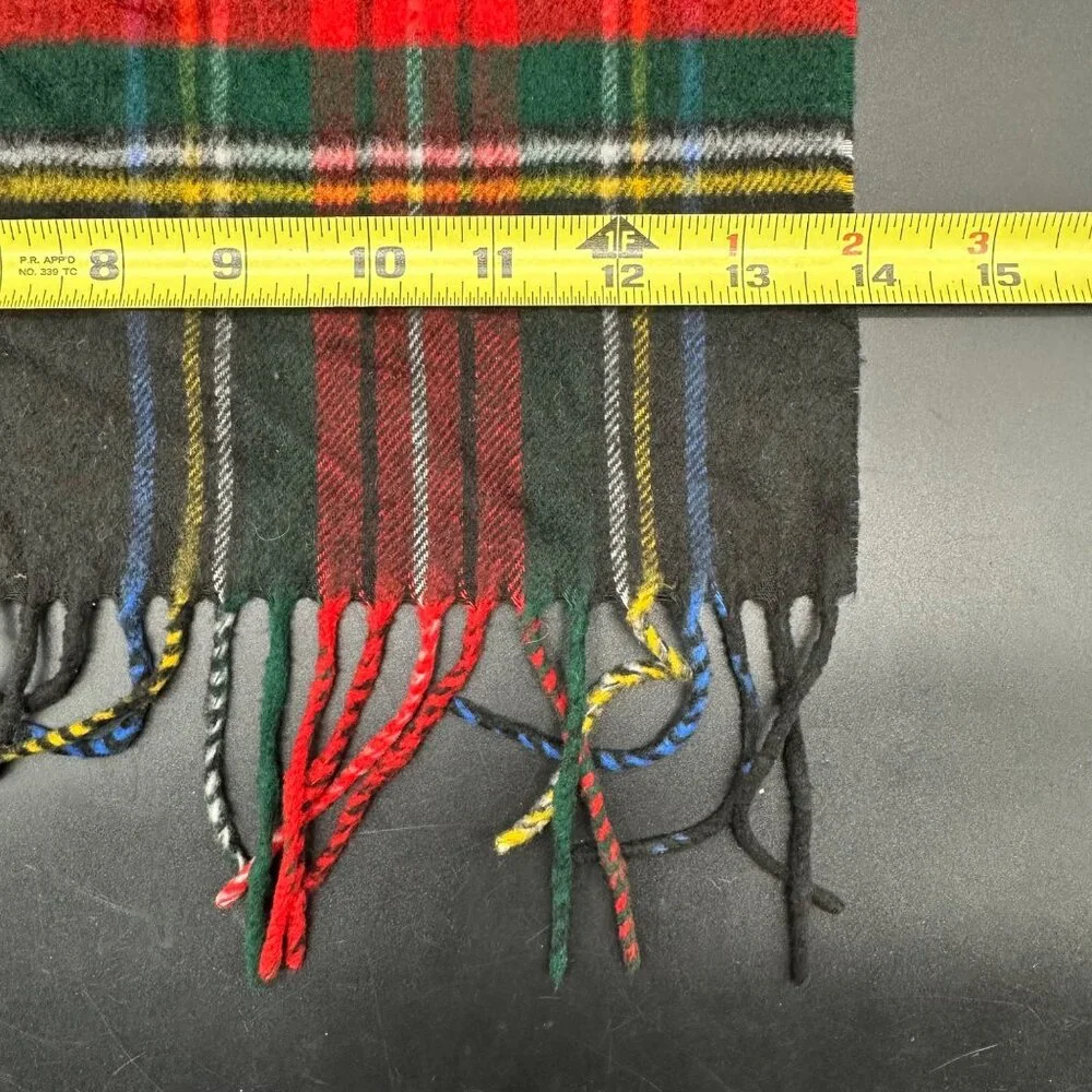 Plaid Scarf V Fraas Cashmink Germany Acrylic Black Red Fringe Unisex Retro - Picture 4 of 5